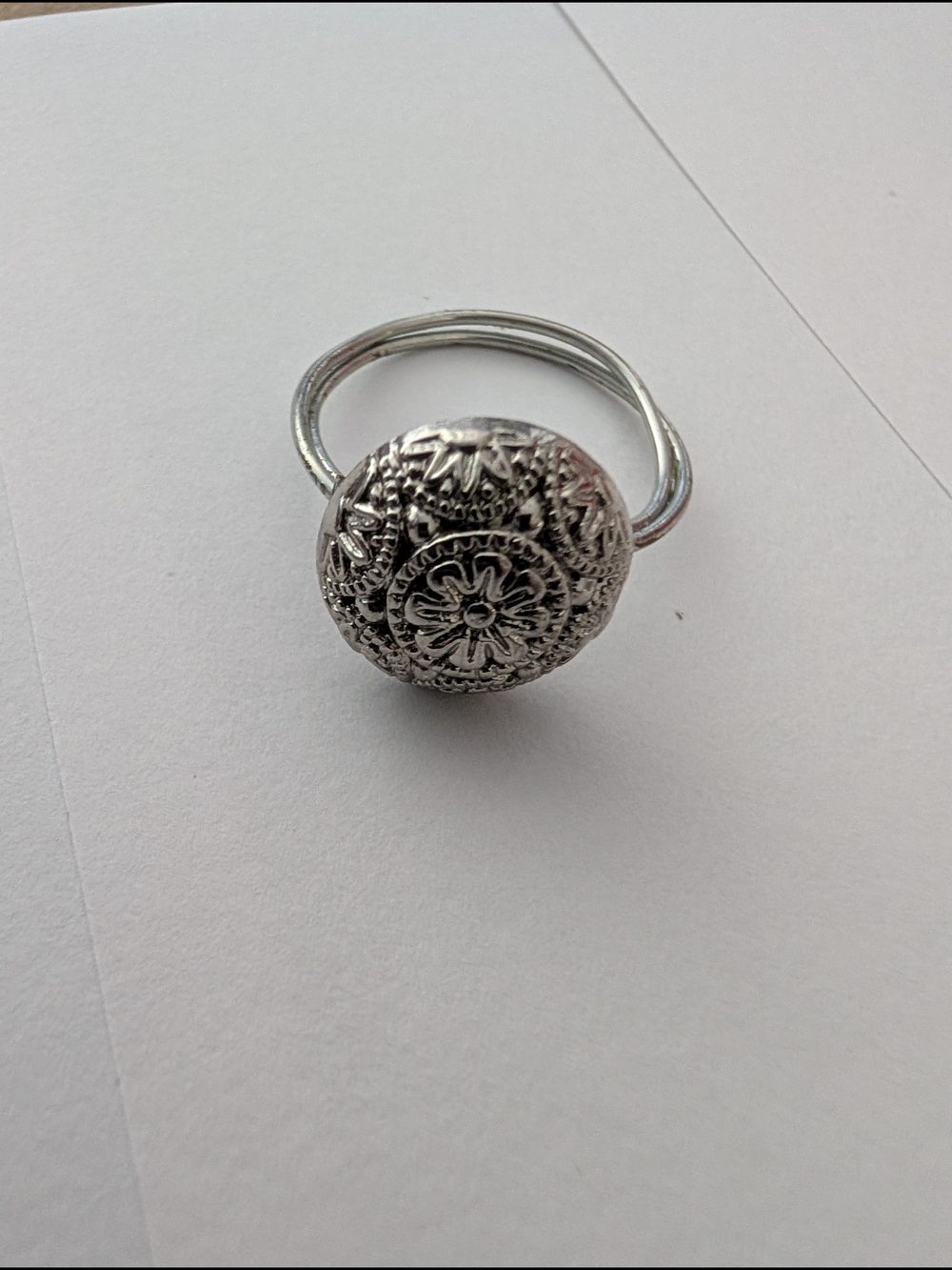 Silver Victorian Button Ring
